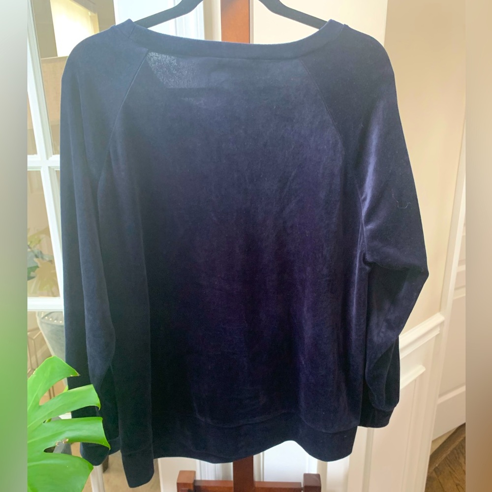 Loft women’s XL velvet navy blue sweater with rouched detailing - Picture 4 of 4